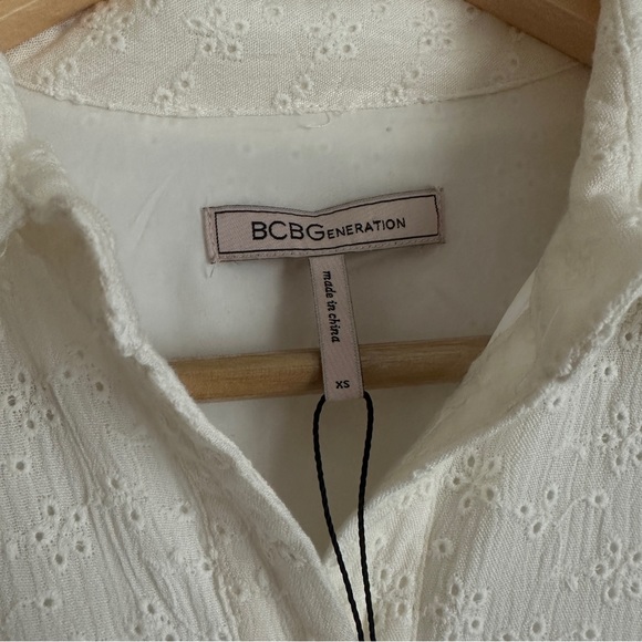 NWT BCBGeneration Midi Dress Long Sleeves Eyelet Shirtdress Size XS - Picture 7 of 10